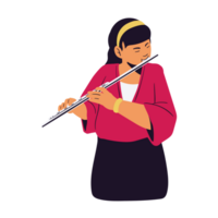 AI generated Musician playing flute girl flutist is inspired png