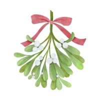 AI generated Mistletoe Sprigs With Red Bow For Christmas png