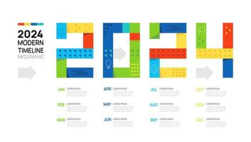 negocio paso cronograma infografía flecha modelo. moderno hito elemento cronograma diagrama calendario y 4 4 trimestre temas, vector infografía.