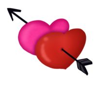 dos corazones con un flecha en parte superior de ellos png