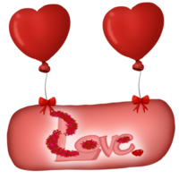 San Valentín día clipart con masón tarro regalo y rojo corazón forma globos png