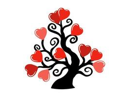 san valentin día rojo corazón árbol vector