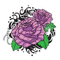 Traditinal Colored Rose Tattoo Design vector