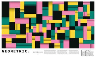 Abstract rectangular poster design. Colorful geometric background. Abstract square layer pattern backdrop. Modern polygon background for poster, banner, cover, leaflet, presentation, or flyer. vector