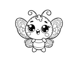 Cute Cartoon of butterfly illustration for coloring book. outline line art. Printable Design. isolated white background vector