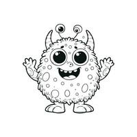 Cute Cartoon of monster coloring book. outline line art. Printable Design. isolated white background vector