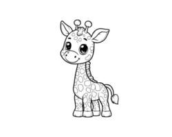 Cute Cartoon of giraffe coloring book. outline line art. Printable Design. isolated white background vector