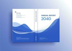 Brochure template layout, cover design annual report, magazine, flyer in A4 with blue wavy lines for business, education, advertisement. Vector illustration.