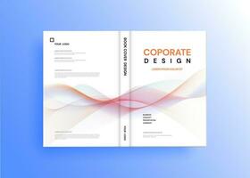 Brochure template layout, cover design annual report, magazine, flyer in A4 with blue wavy lines for business, education, advertisement. Vector illustration.