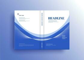 Brochure template layout, cover design annual report, magazine, flyer in A4 with blue wavy lines for business, education, advertisement. Vector illustration.