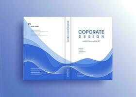 Brochure template layout, cover design annual report, magazine, flyer in A4 with blue wavy lines for business, education, advertisement. Vector illustration.