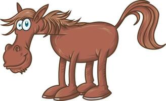 Vector illustration of Brown horse cartoon