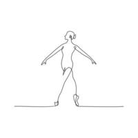 One Single Line Woman Ballerina vector