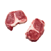 AI generated Top view of piece of raw meat without background. Transparent PNG inside