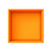 AI generated Top view of orange opened box with empty space for product display or similar cases. Ready for mockup. Transparent PNG inside