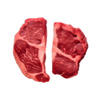 AI generated Top view of piece of raw meat without background. Transparent PNG inside