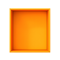 AI generated Top view of orange opened box with empty space for product display or similar cases. Ready for mockup. Transparent PNG inside