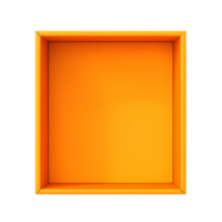 AI generated Top view of orange opened box with empty space for product display or similar cases. Ready for mockup. Transparent PNG inside