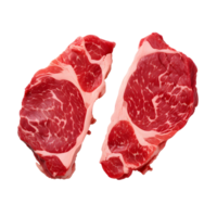 AI generated Top view of piece of raw meat without background. Transparent PNG inside