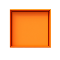 AI generated Top view of orange opened box with empty space for product display or similar cases. Ready for mockup. Transparent PNG inside