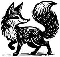 Fox on White Woodcut vector