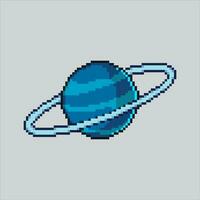 píxel Arte ilustración planetario anillos pixelado Saturno. espacio planetario Saturno anillos pixelado para el píxel Arte juego y icono para sitio web y vídeo juego. antiguo colegio retro vector