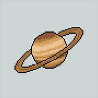 píxel Arte ilustración planetario anillos pixelado Saturno. espacio planetario Saturno anillos pixelado para el píxel Arte juego y icono para sitio web y vídeo juego. antiguo colegio retro vector