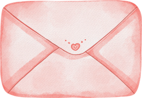 een envelop met een hart Aan het, waterverf png