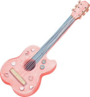 a pink guitar with hearts on it png