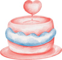 Aquarell Kuchen mit ein Herz auf oben png