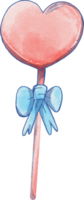 a heart shaped lollipop with a bow on it png