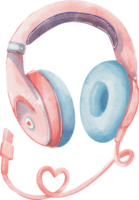 vattenfärg teckning av hörlurar och en hjärta png