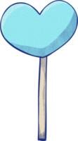 a blue heart shaped lollipop on a stick png