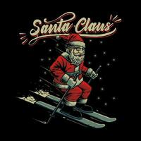 skiing santa claus christmas illustration vector