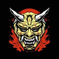 the japanese mask devil illustration vector