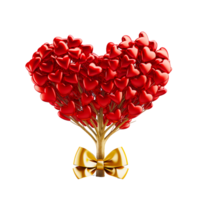 AI generated Romantic tree of love with hearts with golden bow png