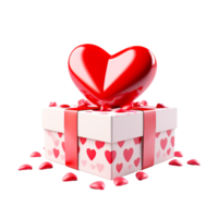 AI generated Happy valentine's day concept with red gift box and heart shaped balloons romantic banner love concept png