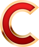 3d elegant röd alfabet brev c png