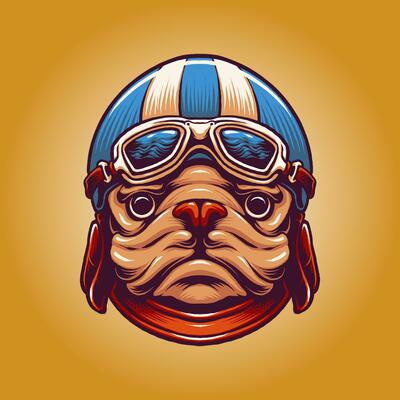 dog heat with helmet vector