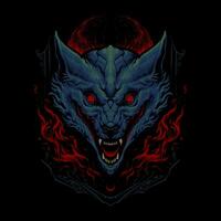 the monster wolf head illustration vector
