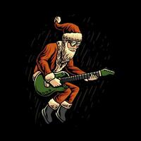 Guitarist Santa Claus Vector Illustration