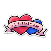 Free vector, Valentine theme sticker, pair of hearts tied with ribbon vector