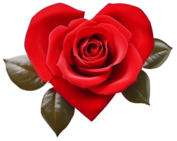 AI generated Valentine's day, heart from flowers on a transparent background png