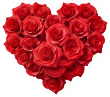 AI generated Valentine's day, heart from flowers on a transparent background png