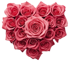 AI generated Valentine's day, heart from flowers on a transparent background png
