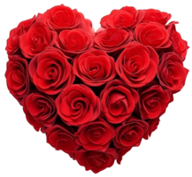 AI generated Valentine's day, heart from flowers on a transparent background png