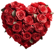 AI generated Valentine's day, heart from flowers on a transparent background png