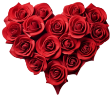 AI generated Valentine's day, heart from flowers on a transparent background png