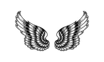 vector vintage angel wing tattoo illustration