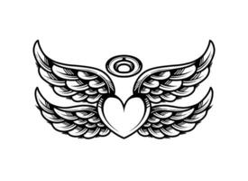 Vector angel wing tattoo illustration